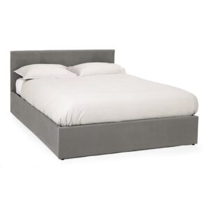 Evelyn Steel Fabric Upholstered Ottoman Super King Size Bed