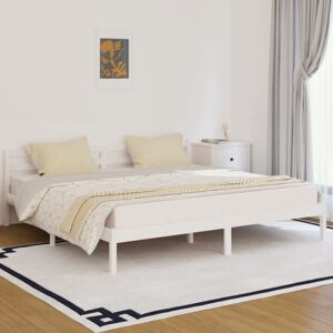 Nastia Solid Pinewood Super King Size Bed In White